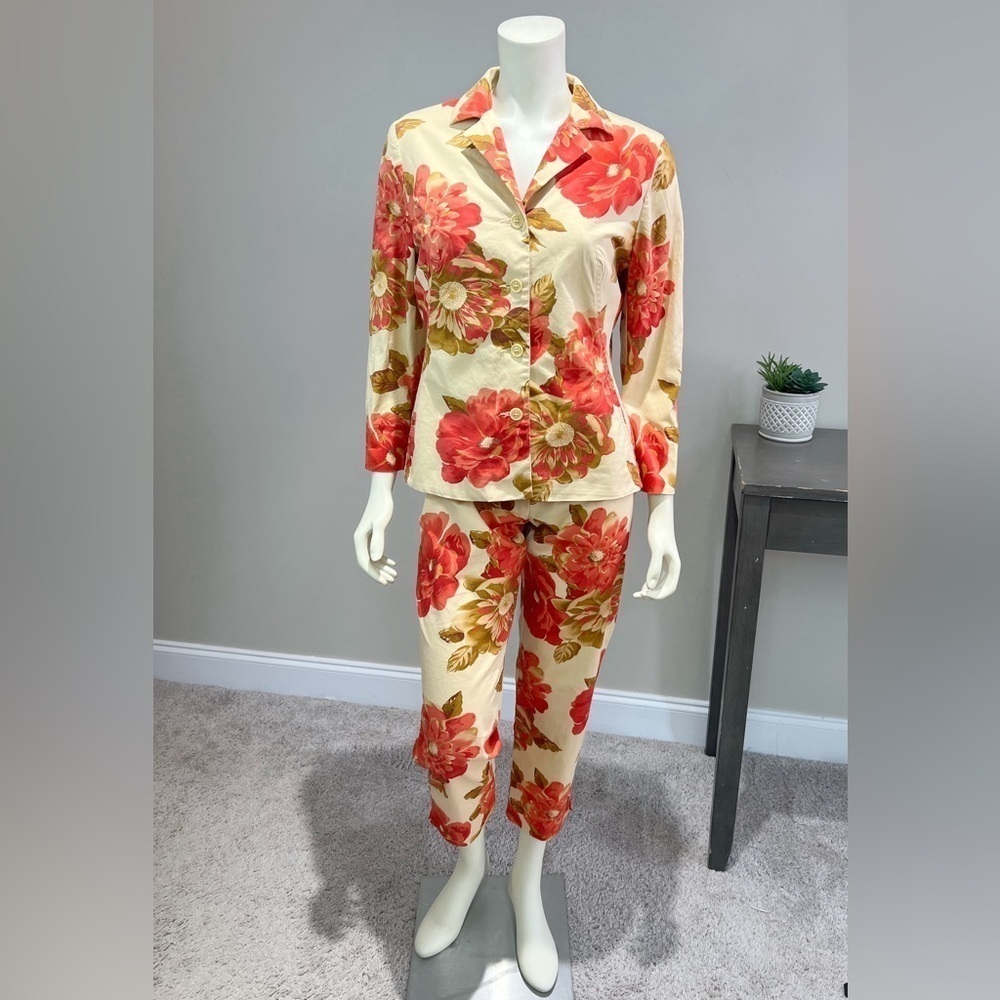 Jones New York Country Floral Cropped Pantsuit SZ. 6